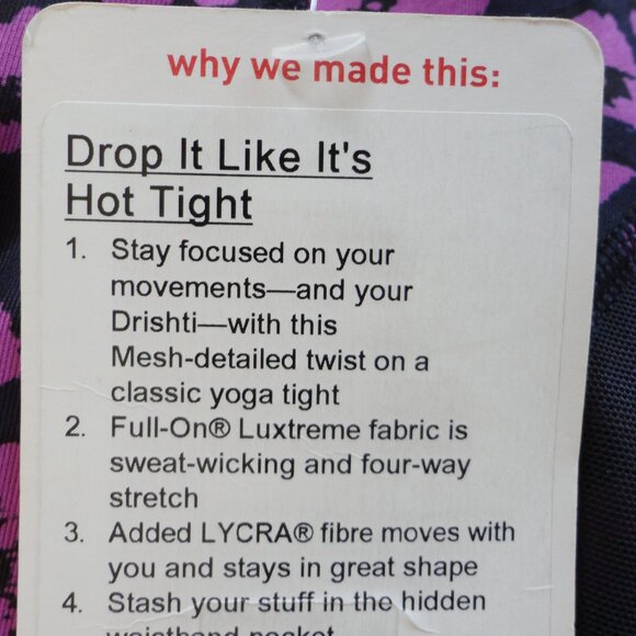 NWT LULULEMON MCHX/NVLB Purple Black Mesh Drop It Like It's Hot Tight Pants 8 - Picture 6 of 6